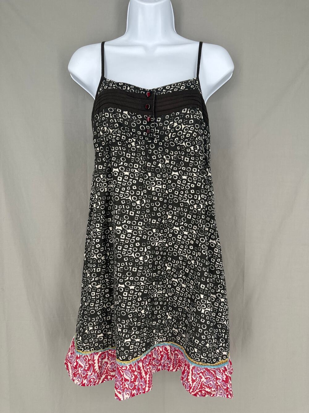 Y2K Vintage Dress Womens XS Brown Babydoll Billabong Surfer Tiered Cotton Beach
